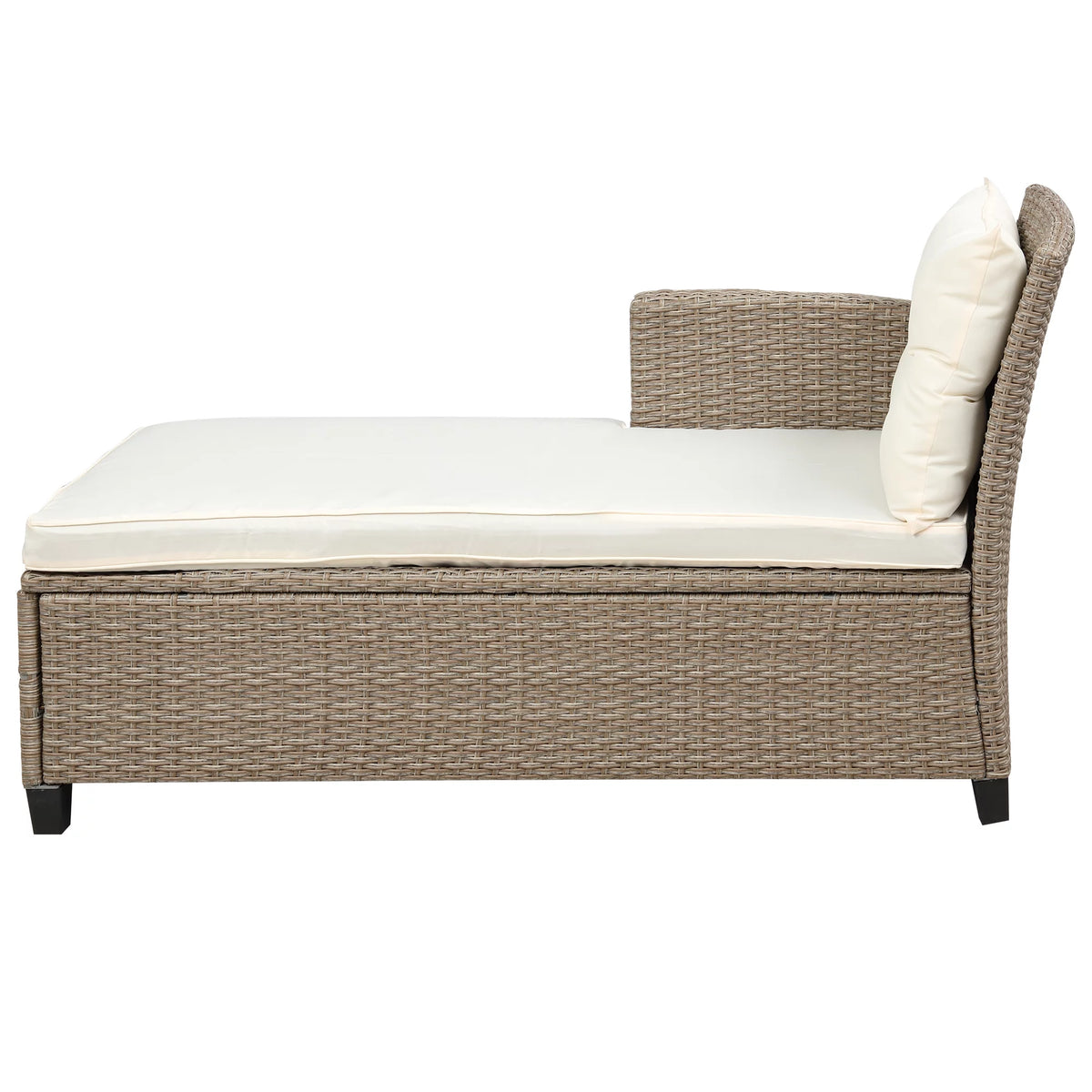 Beige Brown 4 Piece Wicker Rattan Sectional Sofa U88446
