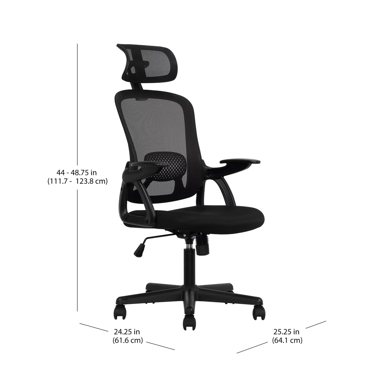 Black Fabric Ergonomic Office Chair with Adjustable Headrest U751342