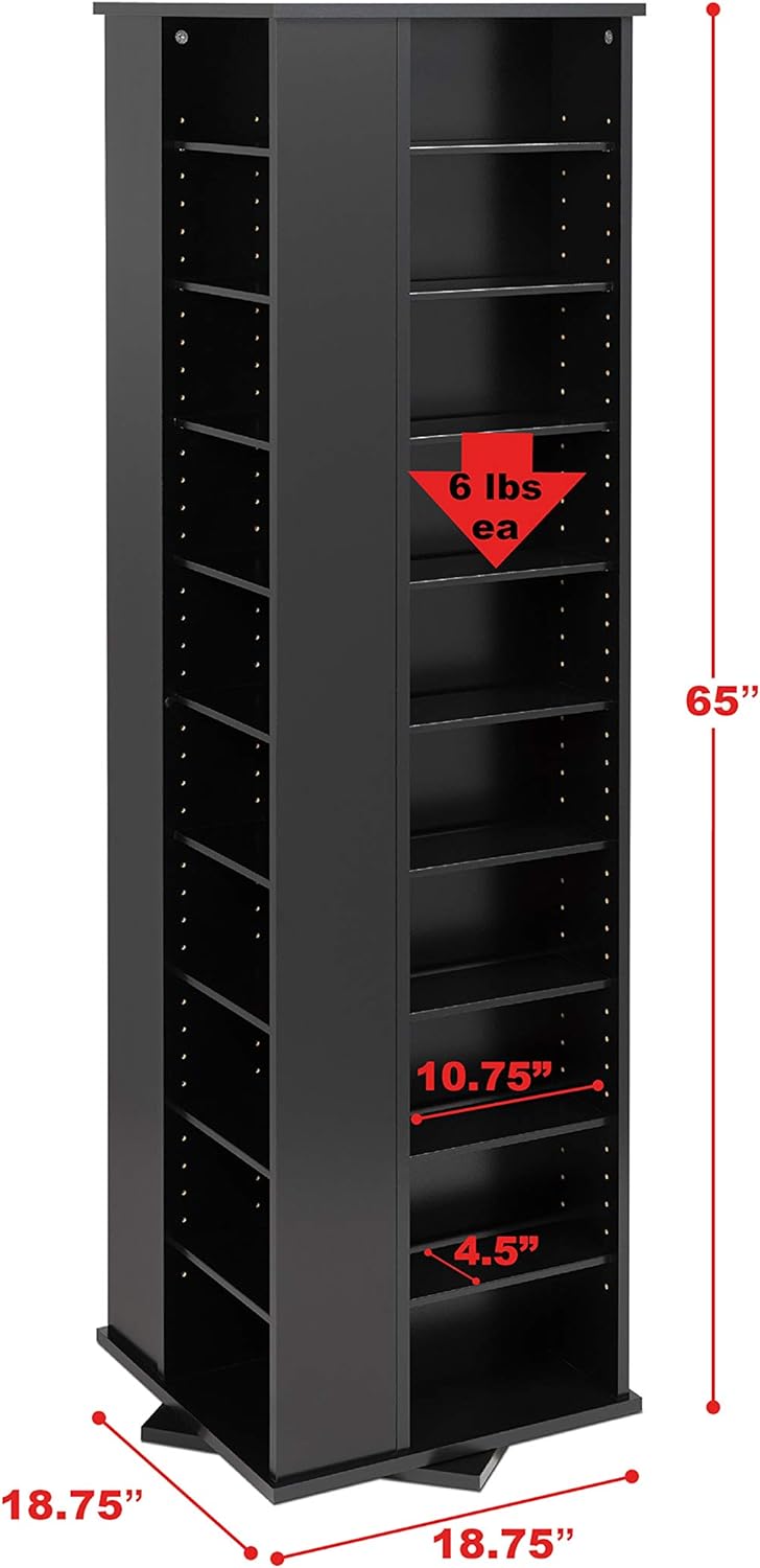 Black Four-Sided Spinning Tower Storage Cabinet V592