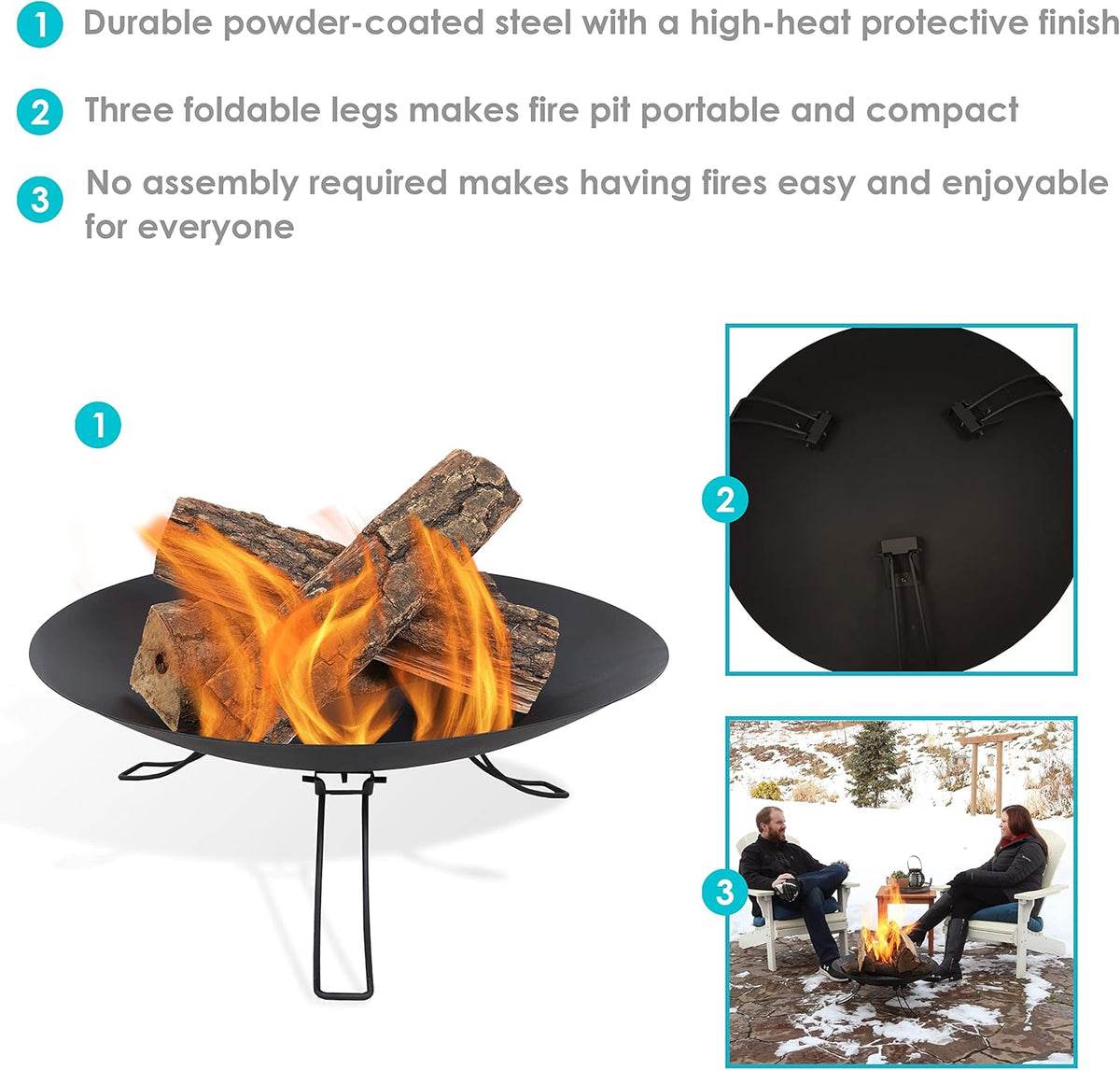 Portable Folding Wood-Burning Steel Fire Pit R4716