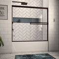 52-in to 56-in Frameless Oil-Rubbed Bronze Sliding Shower Door E604949