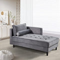 64" Upholstered Velvet Chaise Lounge with Left Armrest & Lumbar Pillow Z93961