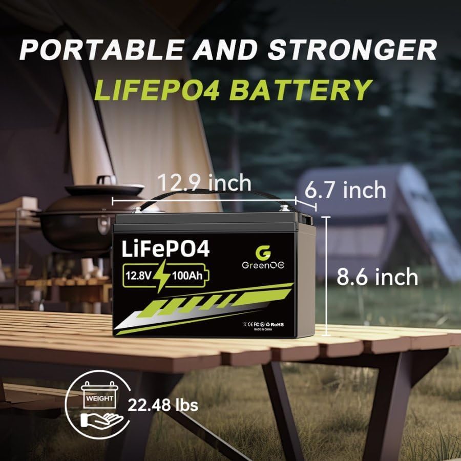 12V 100Ah LiFePO4 Battery Group 31 With Built-in 100A BMS A628
