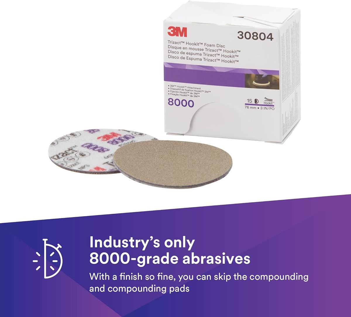 6 in Foam Backing Abrasive Disc, 3000 and 8000 Grade, 10 Discs/Carton I32503