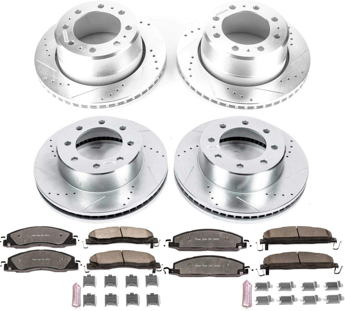 Carbon Fiber Ceramic Brake Pads and Drilled Slotted Brake Rotors N4565