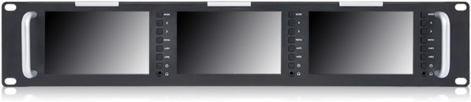 Triple 5 Inch 2RU 800×480 Broadcast LCD Rack Mount Monitor with 3G-SDI, HDMI, AV Input and Output B509