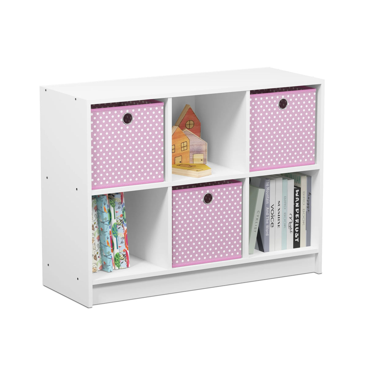 6 Cube Storage Organizer Bookcase with Bins V707