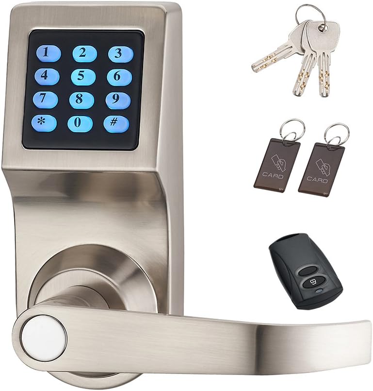 Digital Door Lock with Remote Control, Code and Key D12629