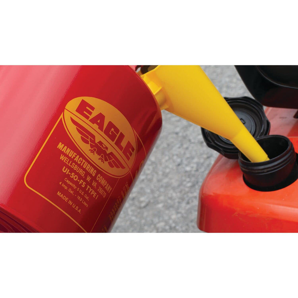 Red Galvanized Steel Type I Gasoline Safety Can with Funnel, 5 gallon Capacity, Pack of 2 W39806