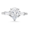 18K White Gold Three-Stone Diamond Engagement Ring K1106