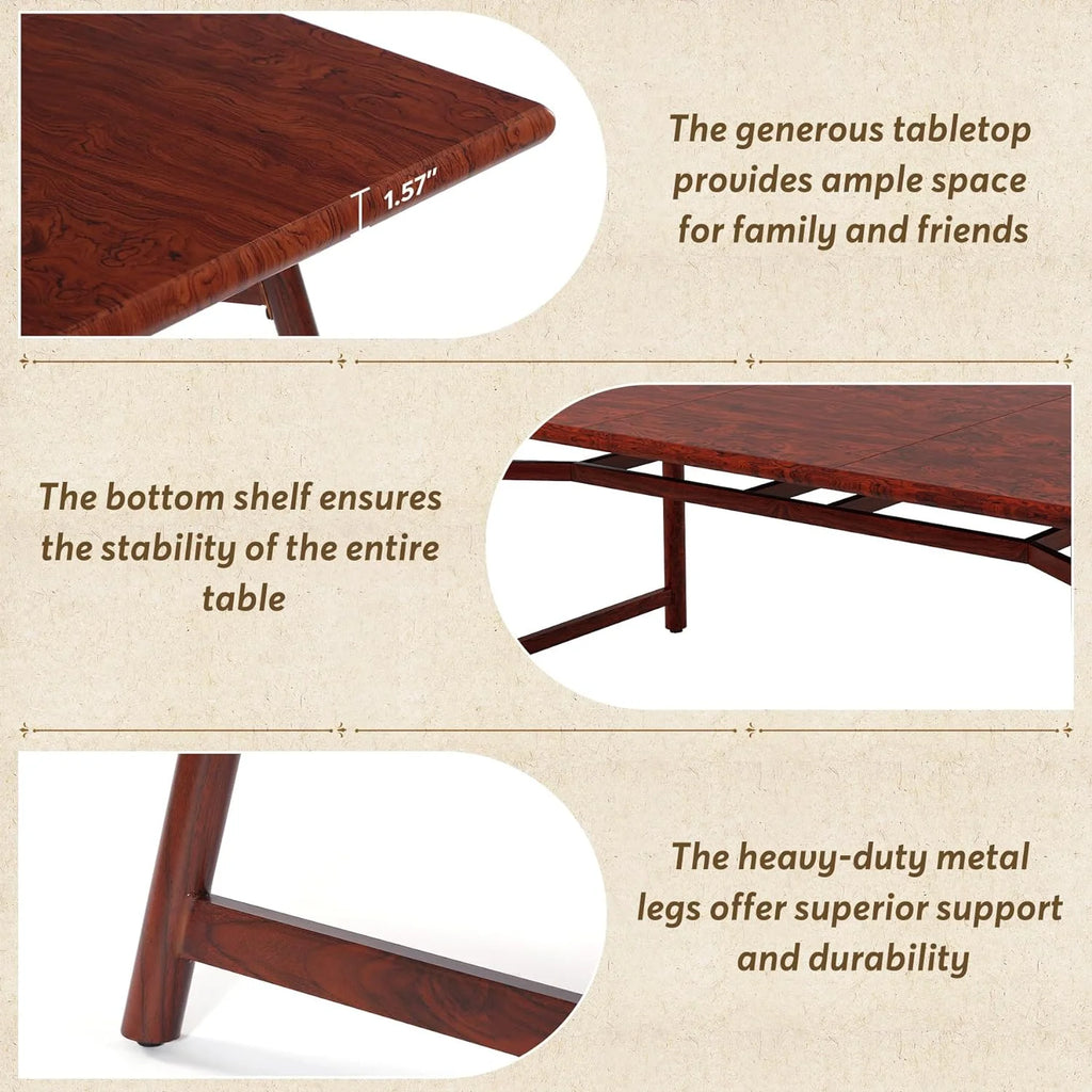 63" Rectangular Wood Dining Table with Metal Legs B440147