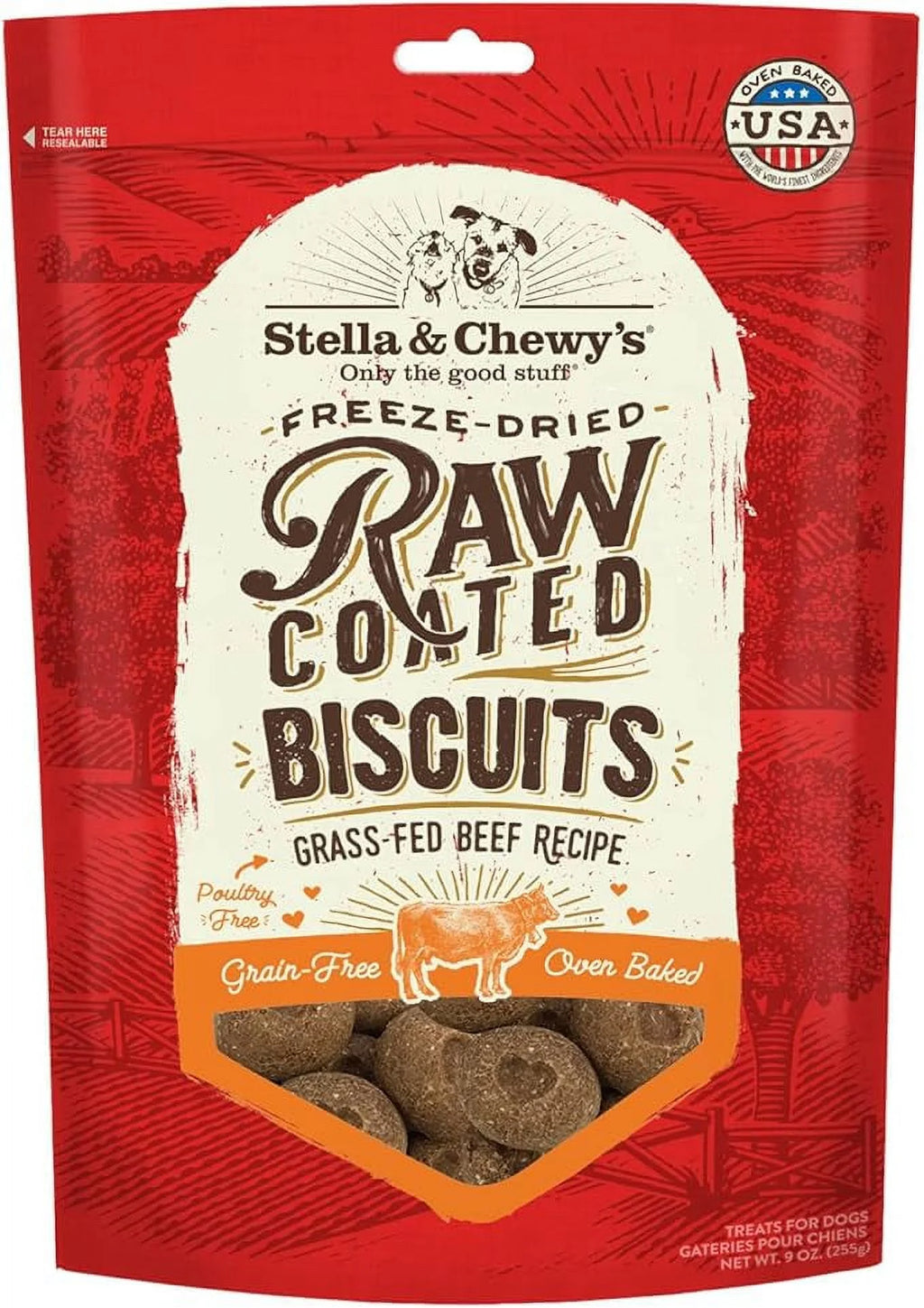 Freeze-Dried Raw Coated Grain Free Dog Biscuits 9 oz Bag Q49385