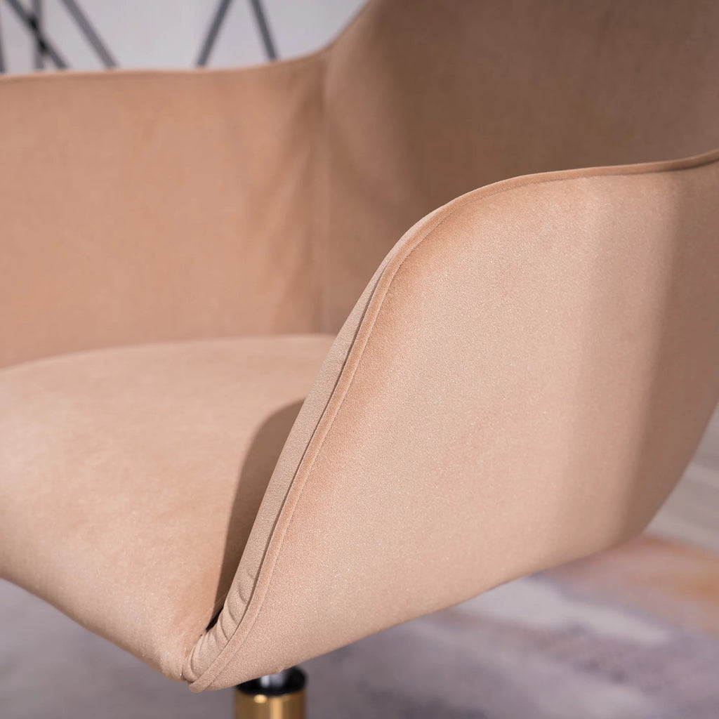 Velvet Adjustable Height Office Chair with Metal Legs and Wheels I5310