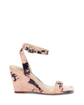 Leather Square-Toe Wedges, Size 7-1/2 Medium, Blush Navy K685