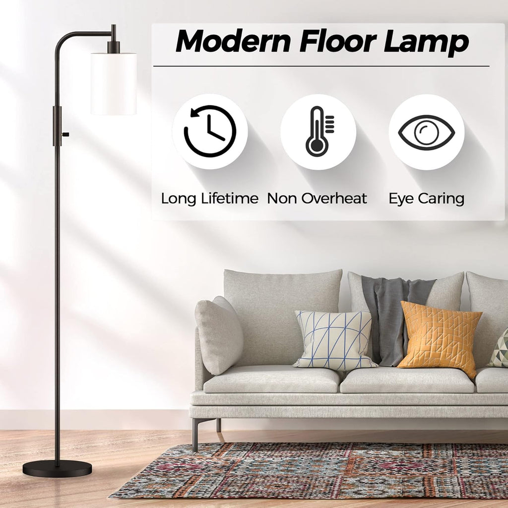 Black Dimmable Glass Shade Floor Lamp L159