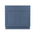 Medium Blue Shaker Sink Base Kitchen Cabinet with Soft Close Doors 42 in. W L279776