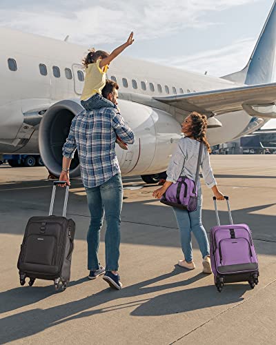Black Expandable 20 inch Carry on Luggage with Spinner Wheels M459