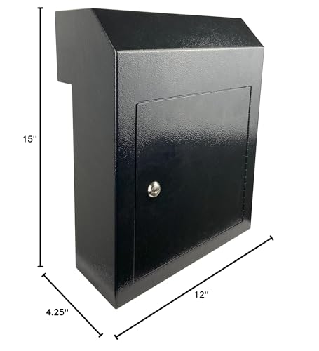Black Galvanized Steel Locking Mailbox Door Drop Box N5038