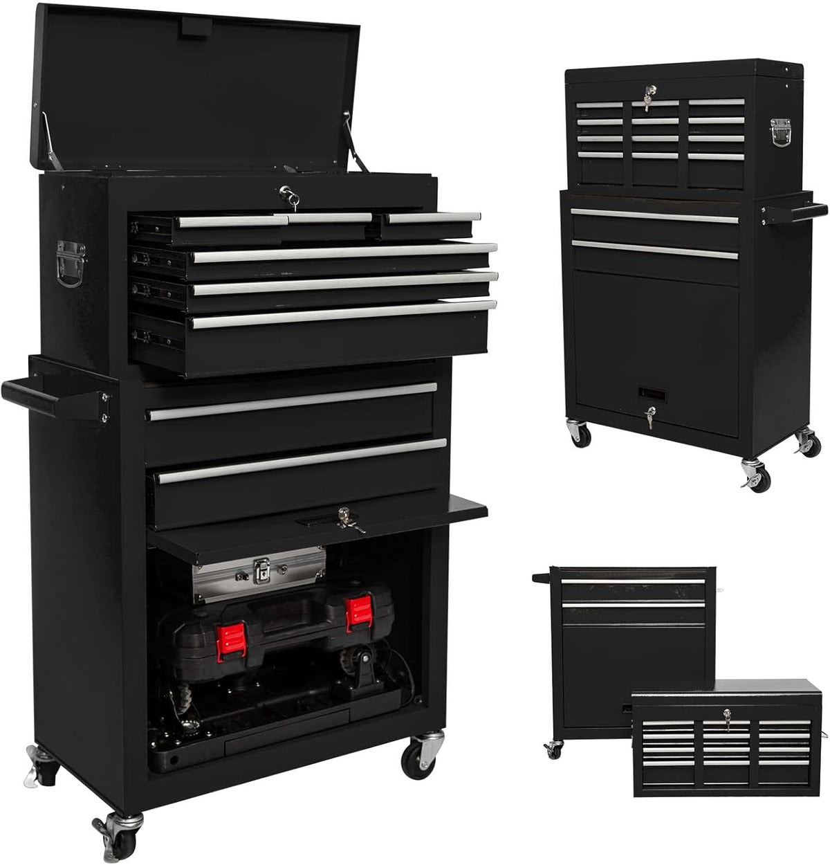 8 Drawer Rolling Tool Chest with Lock and 4 Wheels W449052