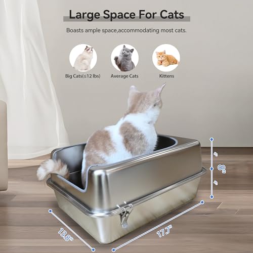 Stainless Steel Enclosed Litter Box with Metal Lid and Scoop R512042