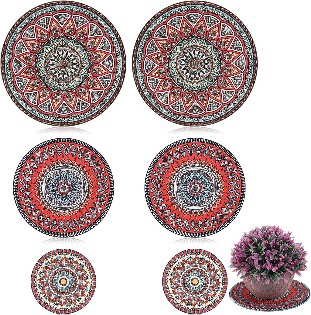 6 Pcs Absorbent Non Slip Round Plant Pot Mat X932571