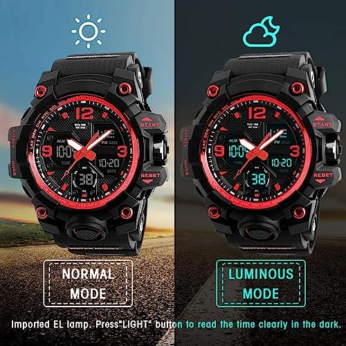 Men's Analog Sports Watch LED Military Digital Watch Electronic Stopwatch Large Dual Dial Time Outdoor Army Wrist Watch Tactical G1926