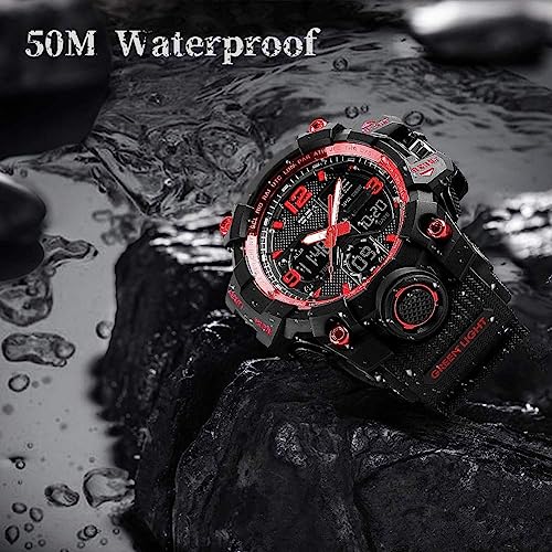 Men's Analog Sports Watch LED Military Digital Watch Electronic Stopwatch Large Dual Dial Time Outdoor Army Wrist Watch Tactical G1926