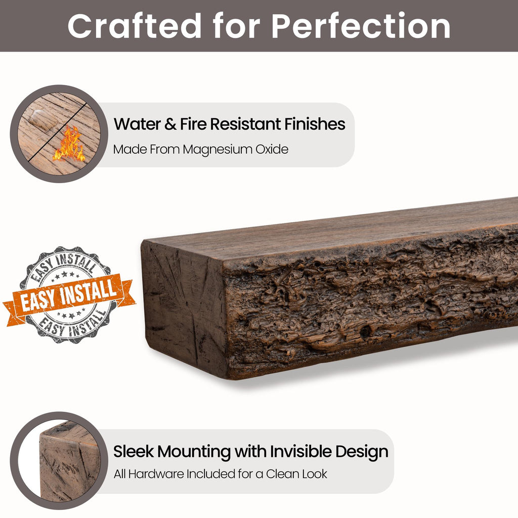 52inch Distressed Brown Floating Concrete Fireplace Mantel Shelf O1147