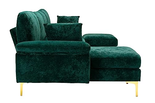 Purple 114 Inch Fabric Upholstered Modular Sectional Sofa with Chaise Lounge Ottoman and 2 Pillows Q945