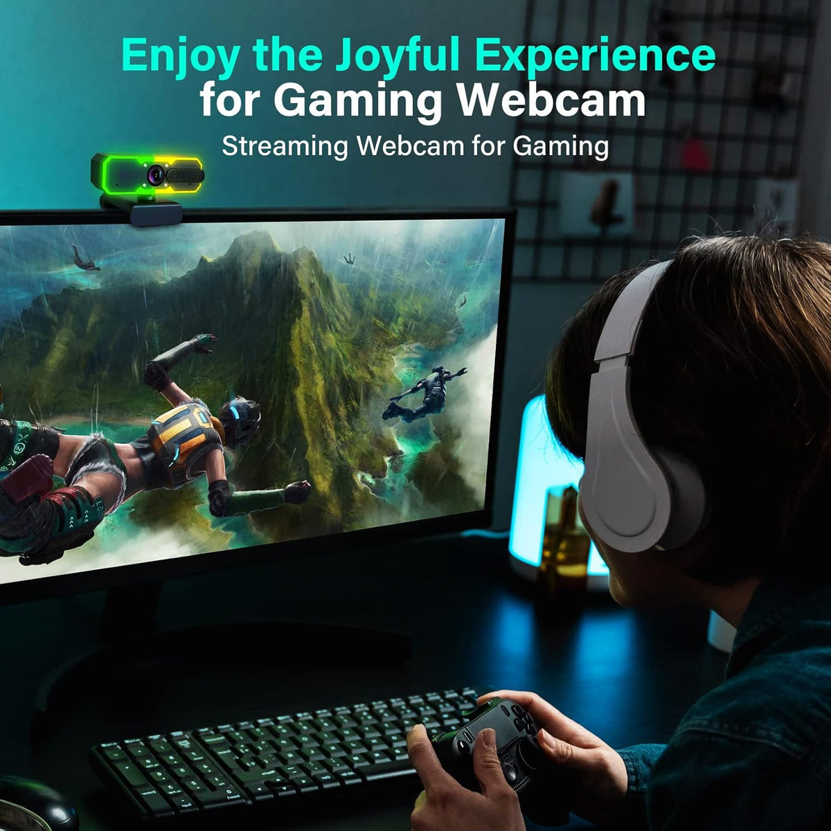 HD 1080p Webcam with Light and Microphone Z47180