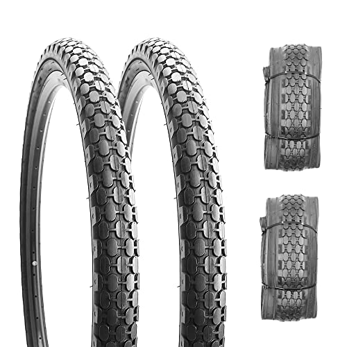 2 Pack 26" x 2.125" Beach Cruiser Bike Tires Black Wall/White Side Wall C31677