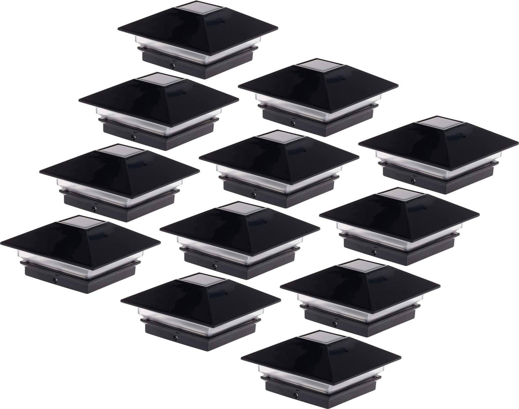 4 x 4 Solar LED Fence Post Cap Light 12 Pack Black Z8178