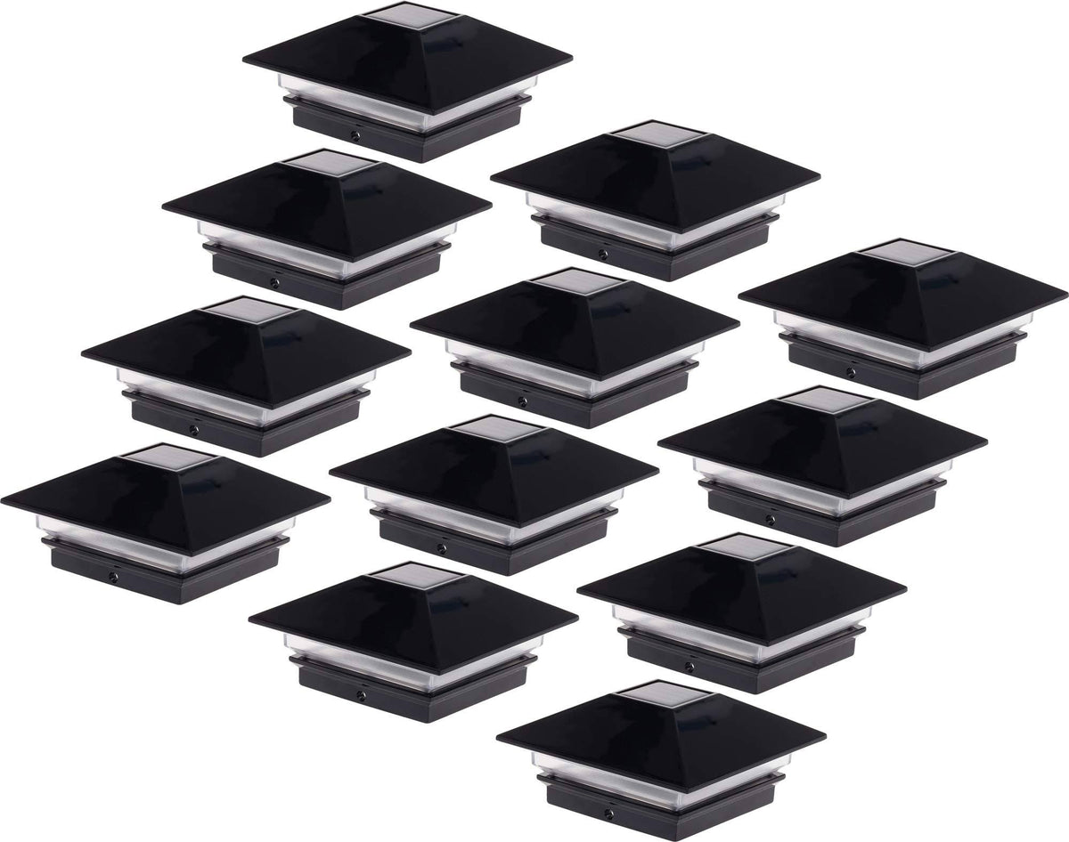 4 x 4 Solar LED Fence Post Cap Light 12 Pack Black Z8178