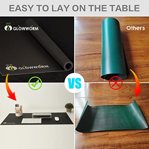 Black Non-Slip Waterproof Pu Leather Desk Pad 23.6in*15.7in S32615