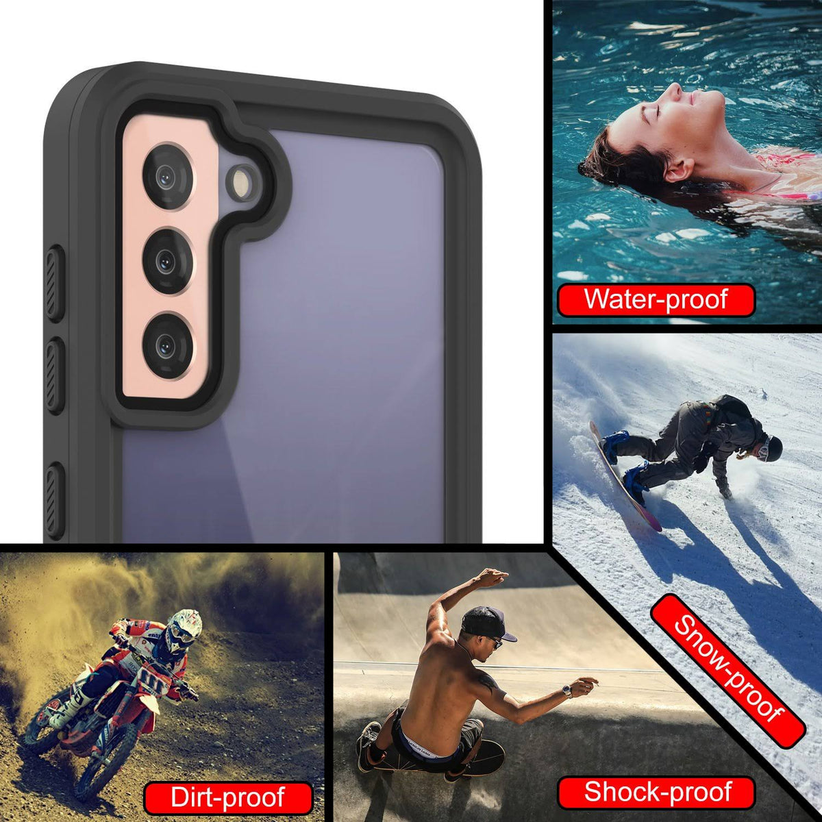Galaxy S21+ Plus Water Shock Snowproof Slim Screen Protector Case Pink N284
