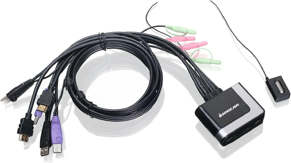2-Port HDMI Cable KVM Switch with Cables and Audio, Black J3964