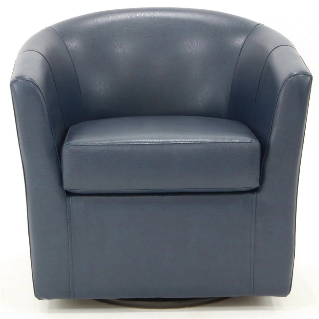 Blue Faux Leather Swivel Club Chair Y568