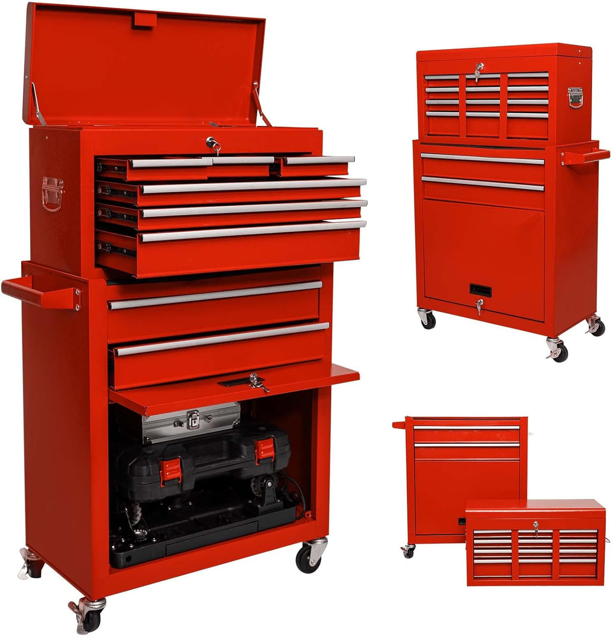 8 Drawer Rolling Tool Chest with Lock and 4 Wheels W449052