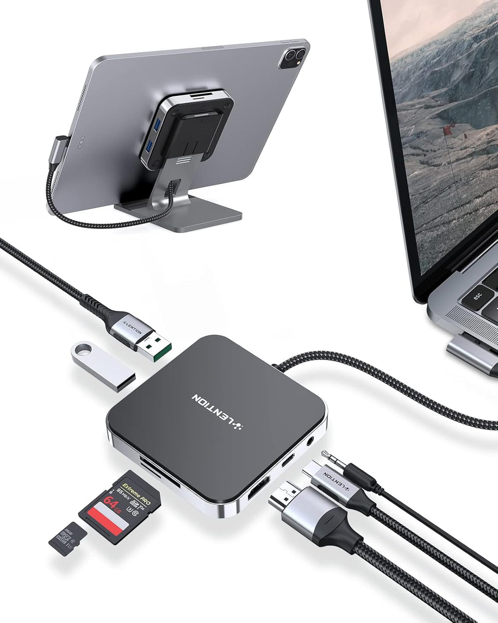 USB C Hub with 4K HDMI, SD Card Reader, USB 3.0 & 60W PD, Black R88456