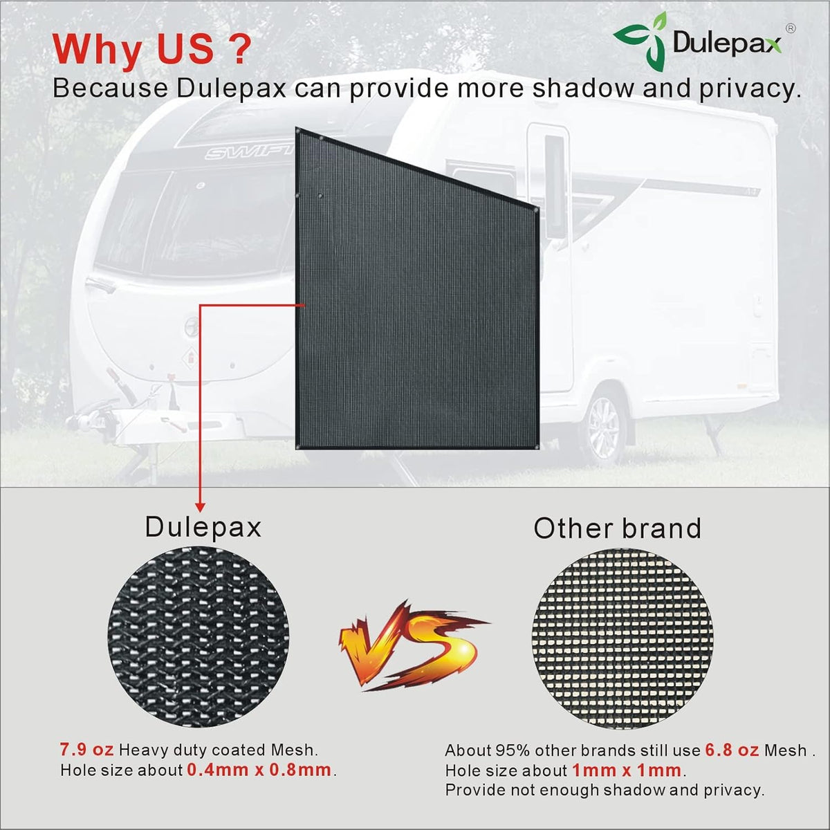 RV Awning Side Shade 9'X7' C61882