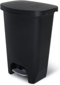 13 Gallon Plastic Trash Can with Lid, Matte Black W126