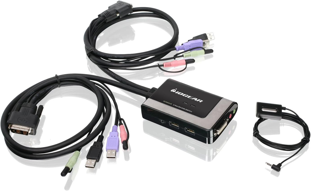 2-Port HDMI Cable KVM Switch with Cables and Audio, Black J3964