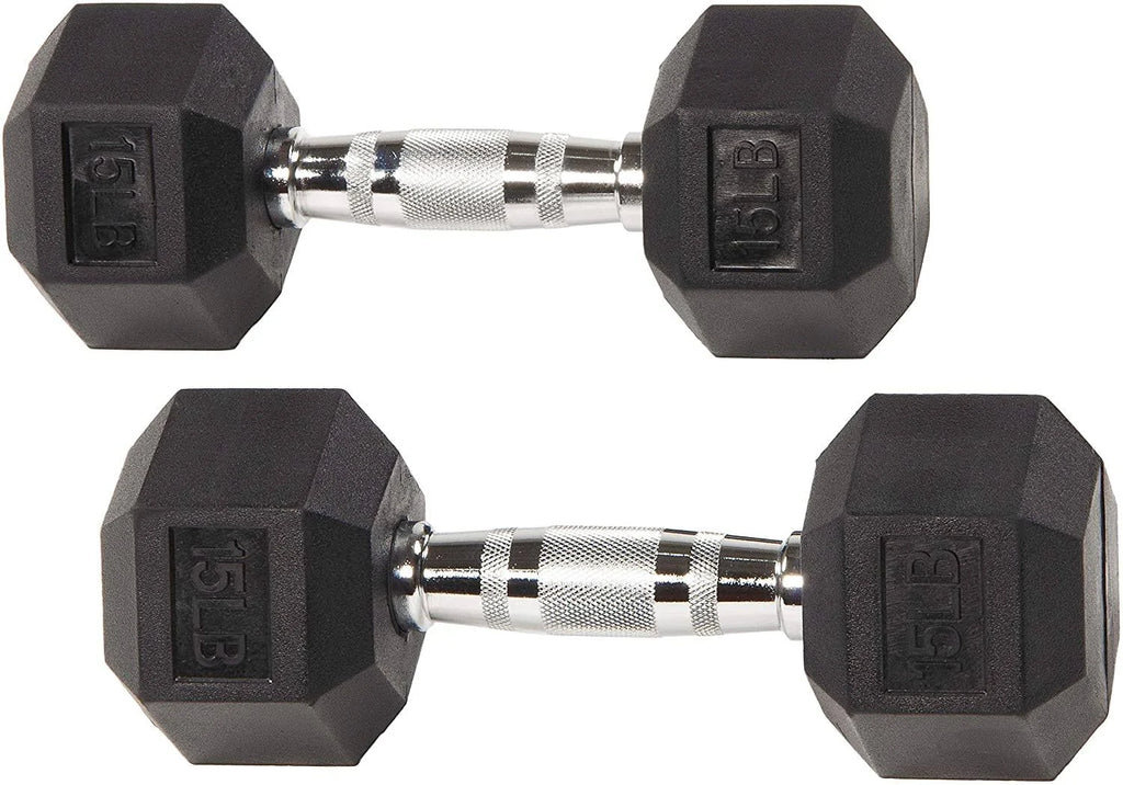 Rubber Encased Hex Dumbbell Pair Black A3340