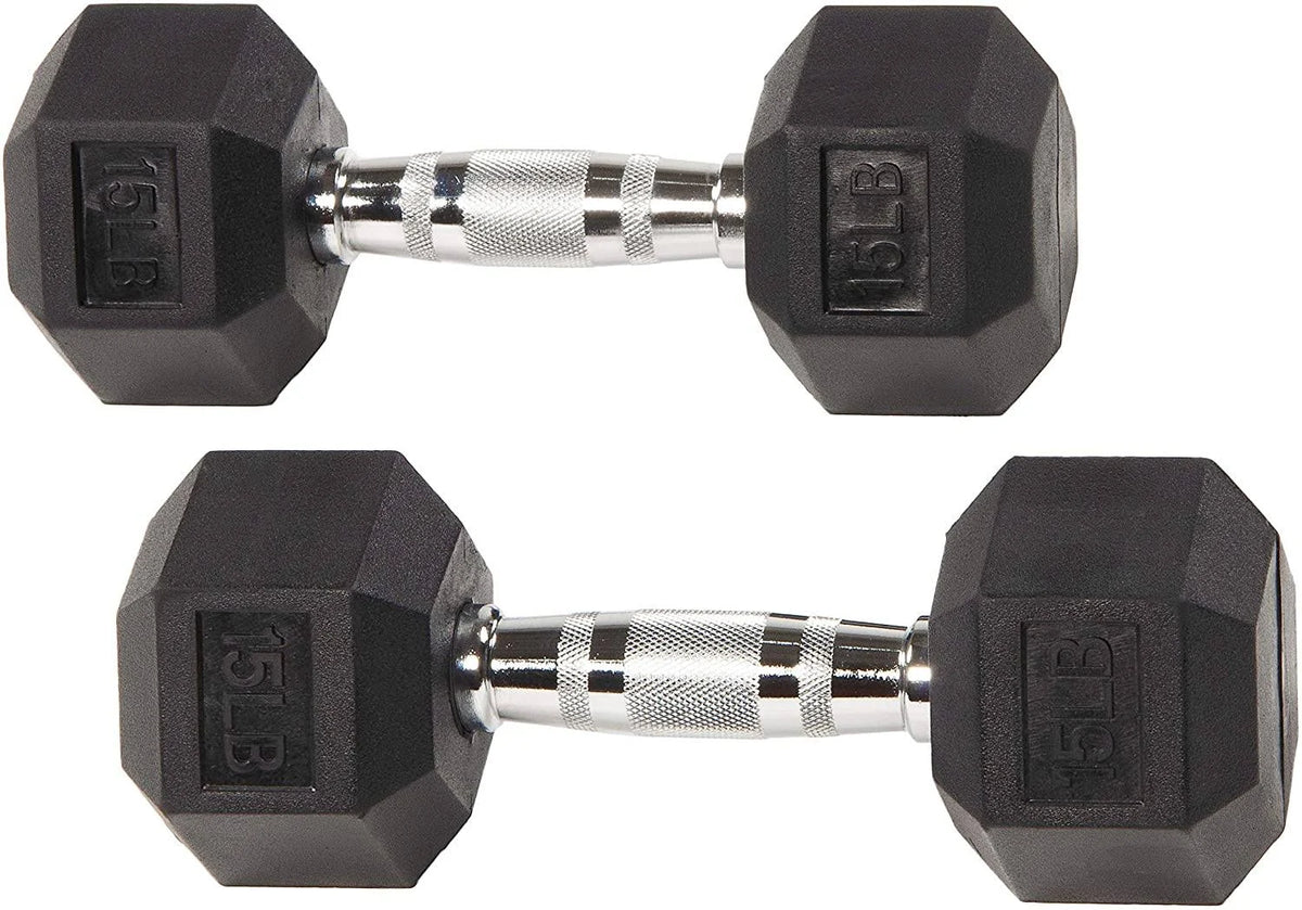 Rubber Encased Hex Dumbbell Pair Black A3340