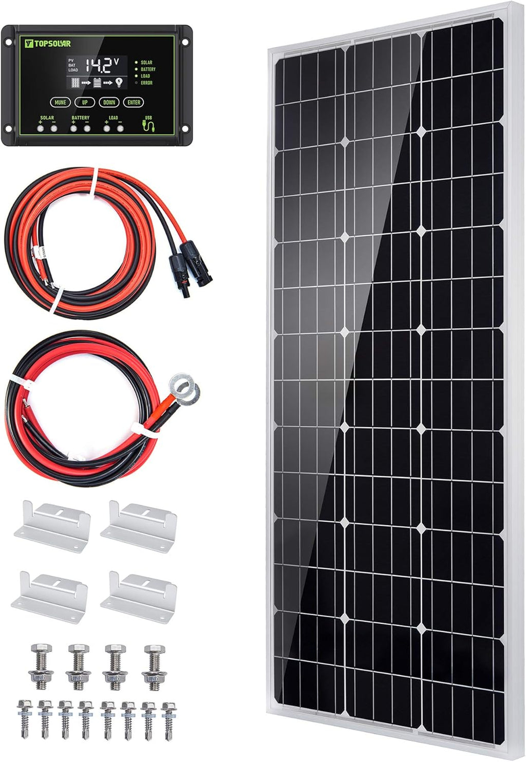 100 Watt 12 Volt Monocrystalline Solar Panel Kit S2490