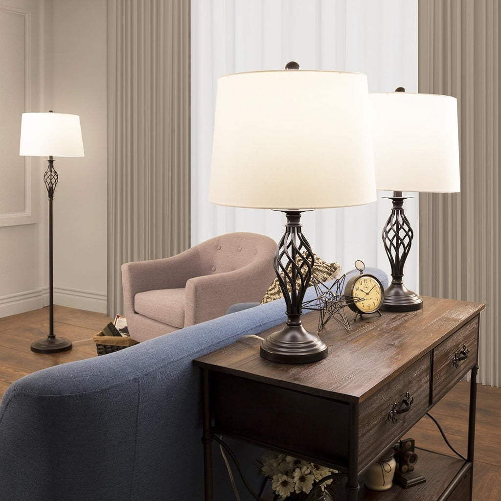 Table Lamps and Floor Lamp Set of 3 A5260
