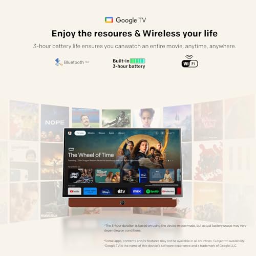 24-Inch Portable Smart Screen with Google TV, 3-Hour Battery Life, 1080P FHD, Matte Screen, HDR10, Dolby Audio, LED, Bluetooth A693802