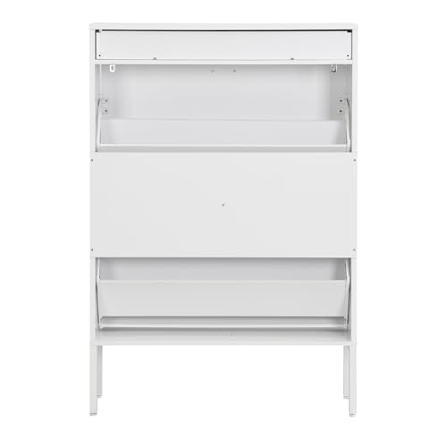 White Shoe Cabinet with 2 Drawers and Adjustable Shelf O38601