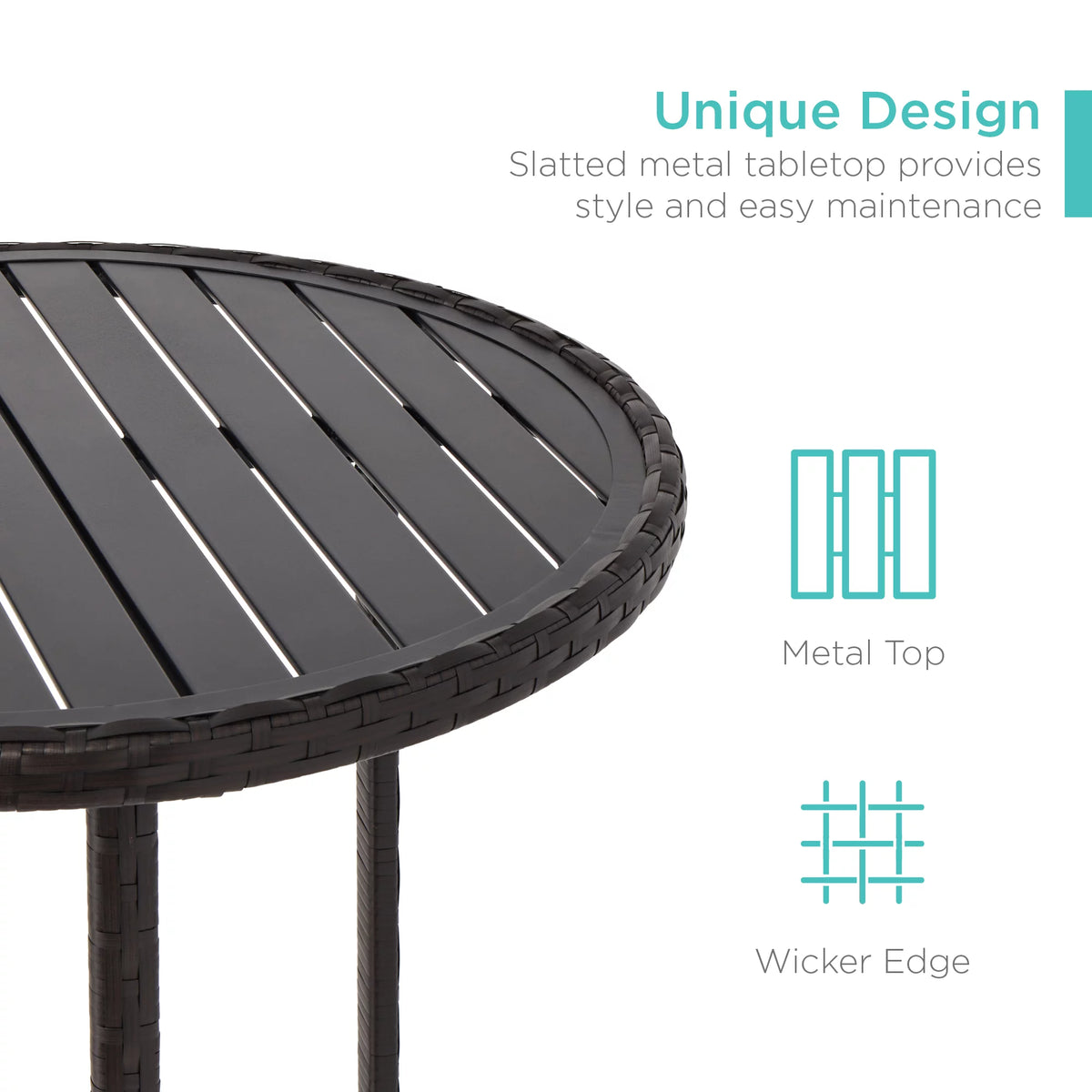 3-Piece Outdoor Wicker Patio Bar Table Bistro Set with Barstools F42727