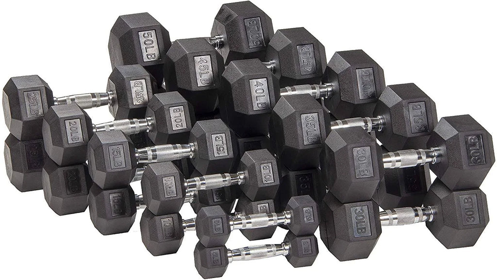 Rubber Encased Hex Dumbbell Pair Black A3340